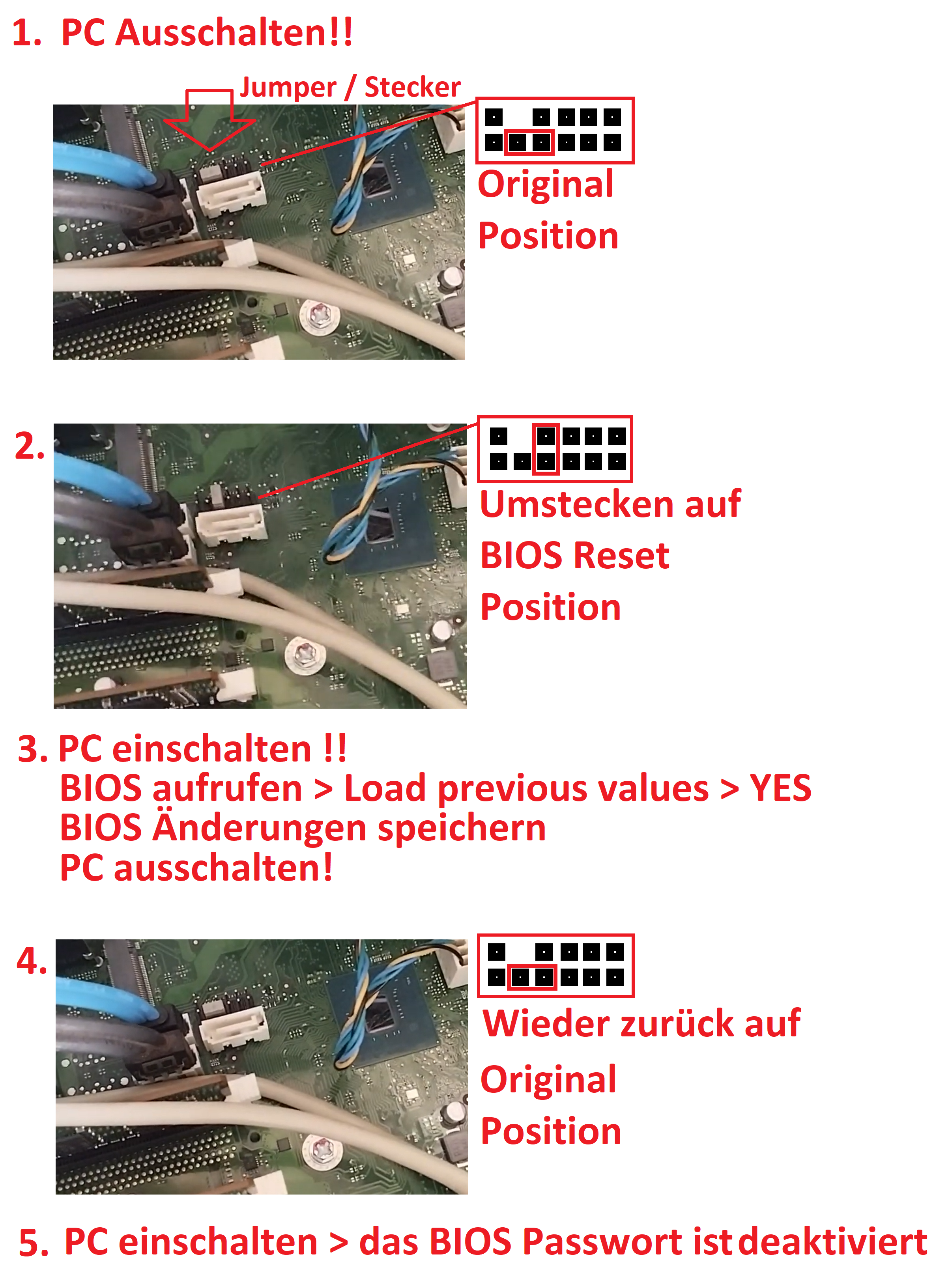 BIOS Passwort zurücksetzen